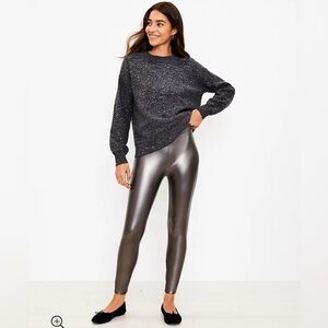 LOFT Metallic Gray Leggings